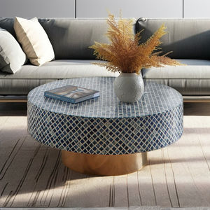 Superbe élégance artistique Table basse noire minimaliste géométrique incrustation d'os Design prêt à l'emploi pour salon bureau style - Product Image 3