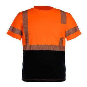 T-shirt de travail à manches courtes pour homme, haute visibilité, orange et noir, avec impression réfléchissante, séchage rapide - Product Image 1