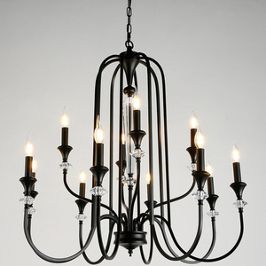 LANJO Modern Black Crystal <b>Candle</b> Chandelier Pendant Light Dimmable Iron Ceiling Lamp NEW ARRIVAL <b>Wedding</b> Banquet Villa Home Dec - Product Image 2