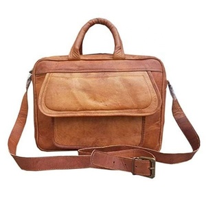 Bolso para portátil de cuero genuino de alta calidad con múltiples compartimentos y almacenamiento, impermeable, de cuero suave, para gimnasio y viajes. - Product Image 1