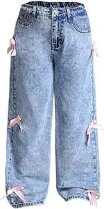 Nouveau design 2026 – Jean baggy streetwear grande taille pour filles, coupe droite décontractée taille mi-haute, style vintage, jambe large, hip-hop, été - Product Image 2