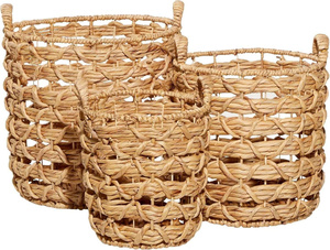 Natural Rattan <b>Storage</b> <b>Baskets</b> With Handles Circle Shape Rustic Style For Sundries <b>Storage</b> - Product Image 4