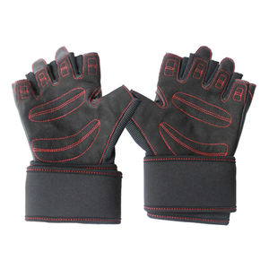 Gants de musculation demi-doigts en cuir noir de qualité supérieure avec protection des paumes et enveloppement de poignet pour l'exercice et l'haltérophilie - Product Image 6