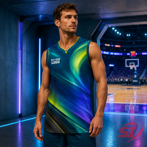 Fabricant de maillots de basket-ball avec logo personnalisé, maillot de sport d'équipe personnalisé par sublimation, Aurora Lime Spectrum - Product Image 5