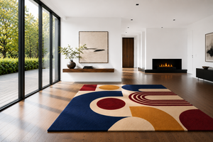 Alfombra Moderna Abstracta Rectangular de Lana con Diseño Geométrico, Resistente a las Manchas, con Base de Algodón para Sala de Estar - Product Image 3