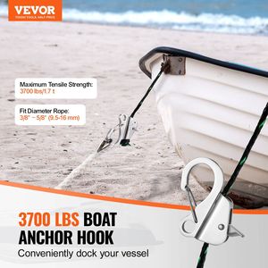 304 Stainless Steel Slide Anchor Quick Release Knotless System 3/8\" Boat Anchor <b>Hook</b> <b>Clips</b> - Product Image 2