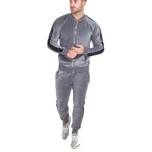 Survêtement de luxe uni en velours, mélange de coton, vêtements de sport d'hiver, ensemble jogging deux pièces personnalisé pour hommes, fournisseur en gros - Product Image 2
