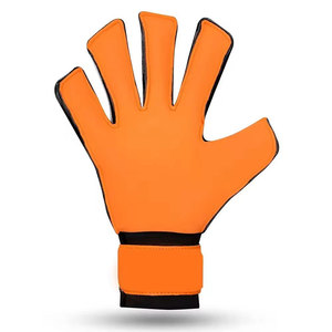 Gants de gardien de but de football à doigts entiers pour perfectionnistes, orange et noir, en cuir PU, fermeture auto-agrippante, antidérapants, respirants, ajustables - Product Image 3