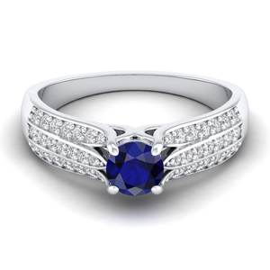 Bagues de fiançailles REYES en argent sterling 925 avec moissanite pour femmes, taille ronde 0,5 carat, saphir bleu, bijoux à prix d'usine - Product Image 5