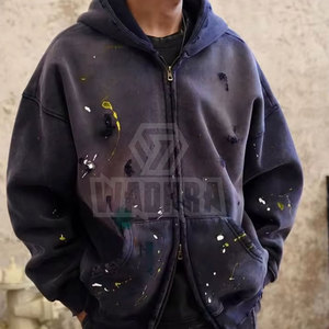 คอลเลคชั่นเสื้อฮู้ดดี้ผู้ชายผ้าคอตตอนผสมเนื้อนุ่ม สวมใส่สบาย ทรงหลวม ดีไซน์ขาดๆ - Product Image 2