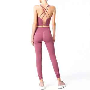 Custom <b>Women</b> Yoga Set Sportswear Breathable Eco-Friendly Spandex/Polyester <b>Short</b> Sleeve Solid Pattern Gym Yoga Set - Product Image 3