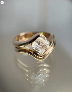 Anillo de Moissanita con Corte Asscher, Plata de Ley 925, Chapado en Oro, Engaste de Bisel, 6MM, para Compromiso, Boda, Promesa, Aniversario - Product Image 2