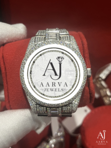 AARVA JEWELS นาฬิกาสแตนเลสสตีลสำหรับผู้หญิงสุดหรู 42 มม. ตัวเรือนคริสตัลแซฟไฟร์ อะนาล็อก มิโยตะ ควอตซ์ 20 มม. ตัวล็อคแบบพับได้ - Product Image 1