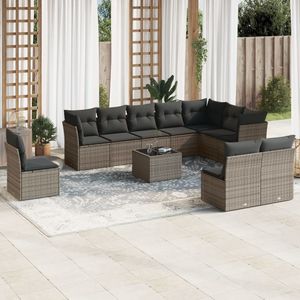 Conjunto de Sofás de Jardín de Ratán PE Gris Moderno, Muebles Modulares para Exteriores de 10+ Plazas, Diseño Contemporáneo - Product Image 3