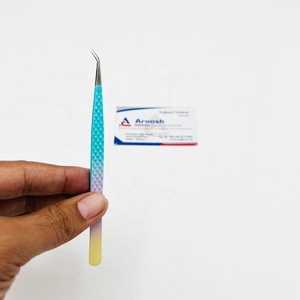 Venta al por mayor de alta calidad 45 grados Ombre recubierto SS pinzas sólido diamante agarre Acero inoxidable extensiones de pestañas puntiagudas - Product Image 1