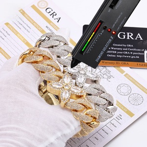 925 Silver Moissanite Butterfly Cuban Link Bracelet Iced Out Pave Floral Statement Luxury Chain Bracelet for <b>Men</b> Women - Product Image 5