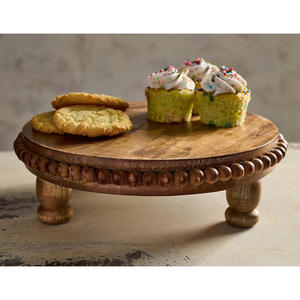 Support de piédestal rond en bois de manguier pour affichage de la cuisine de ferme et de la salle de bain pour la maison - Product Image 2