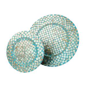 Ensemble de plateaux de service ronds de luxe faits à la main avec incrustations de nacre pour le Ramadan, l'Aïd, les chocolats, les dattes, les gâteaux, cadeau en gros - Product Image 3