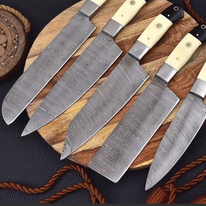 Premium Custom Handmade Damascus Steel Kitchen <b>Knives</b> Set with Camel <b>Bone</b> <b>Handles</b> – 5-Piece Professional Set - Product Image 5