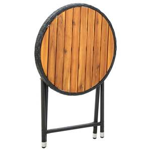 Tavolino da Tè Rotondo Pieghevole in Rattan PE Nero, Prodotto Funzionale e Elegante - Product Image 4