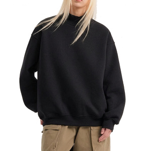 Sweat-shirt personnalisé pour femme à col montant en molleton brossé épais avec impression graphique en relief, coupe ample et finition délavée - Product Image 3