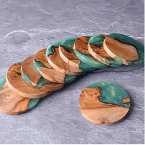 Sous-verres modernes personnalisés en bois naturel et résine, faits à la main, épaisseur réglable, résistants à la chaleur, réutilisables, pour la décoration de table à la maison, style impérial - Product Image 3