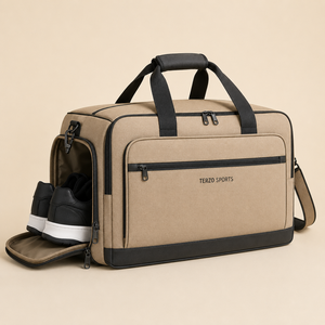 Terzo Sports Canvas Gym <b>Duffel</b> <b>Bag</b> 20-30L Adjustable Strap Durable Unisex Casual Fitness <b>Bag</b> with Zipper Closure - Product Image 2