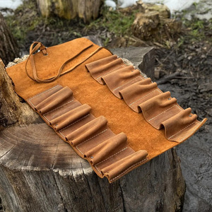 Wholesale handmade leather <b>tool</b> <b>roll</b> organizer bags supplier custom logo export quality portable storage custom export quality - Product Image 5