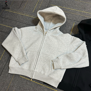 Sudadera con capucha y cremallera de algodón 100% de alto gramaje para hombre, estilo oversize y corte holgado, con forro polar, ideal para otoño. - Product Image 5