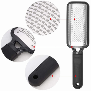 Lima de pies de acero inoxidable alemán con mango de plástico de un solo lado, lima de pedicura con papel de lija para el cuidado de los pies, elimina callosidades y piel muerta. - Product Image 4
