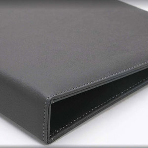 Black <b>Leather</b> Portfolio Organizer <b>A4</b> Document <b>Folder</b> Card Holder Resume File Case for Office Business - Product Image 2