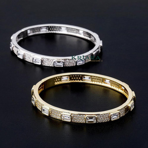 Bracelet en or plaqué 925 avec diamant de laboratoire taille émeraude, unisexe, pour usage quotidien, mariage, bijoux - Product Image 3