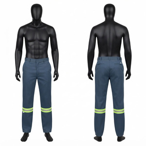 Premium 240 GSM Polyester Cotton Corduroy <b>Waterproof</b> <b>Work</b> Pant Navy Reflective Tape Utility <b>Trouser</b> Custom Logo Left Leg - Product Image 1