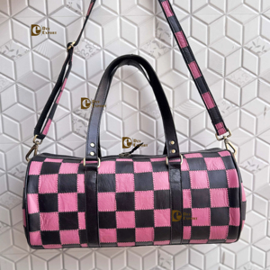 Unique Arrival Hand Tooled <b>Leather</b> Luggage <b>Bags</b> Checkers Pattern Handmade <b>Bag</b> Unisex Travel <b>Bag</b> Multi Uses Small Size Duffel <b>Bag</b> - Product Image 1