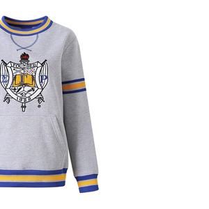 เสื้อสเวตเตอร์ไหมพรมพิมพ์ลายทางสีเทา SGRho ของ Fraternity ระบายอากาศได้ดี คอกลม มีกระเป๋า ผลิตจากโพลีเอสเตอร์/คอตตอน เหมาะสำหรับฤดูใบไม้ร่วง ใส่ไปมหาวิทยาลัย - Product Image 4