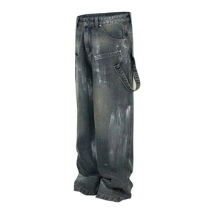 Pantalones Cargo de Mezclilla Desgastados de Cintura Alta para Hombre, Estilo Utilitario, Corte Holgado, Jeans de Algodón de Peso Medio, Ropa de Otoño - Product Image 3