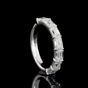 Lab Grown <b>Emerald</b> Cut Diamond Eternity Band Wedding <b>Ring</b> 10K 14K 18K Gold 925 935 <b>Silver</b> Engagement Party Bridal Jewelry - Product Image 3