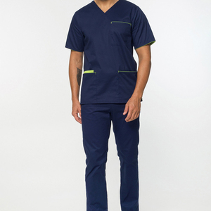 Men's Hospital Scrub Uniform Sets Canvas Fabric High Quality Stretch Scrubs <b>Tops</b> for Dental Pharmacy Jogging Staff - Product Image 1