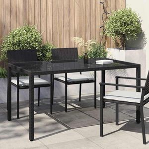 Mesa de comedor de jardín de ratán sintético de 59.1 x 35.4 x 29.5 pulgadas, muebles de patio negros - Product Image 1