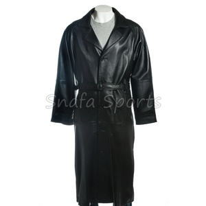 Men's Real <b>Long</b> <b>Leather</b> <b>Jacket</b> Coat Black Genuine <b>Leather</b> <b>Jacket</b> for Sale Manufacture Custom logo Labels and Tags - Product Image 2