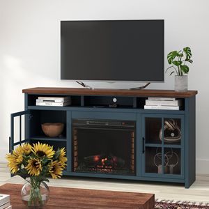 Bridgevine Home Nantucket 74 pollici Blue Denim Whiskey Finish TV basamento Console di montaggio minimo richiesto per TV 85 pollici più piccolo - Product Image 2