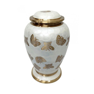 Urne funéraire de luxe en laiton poli, écologique, de style américain/européen, avec couvercle fileté sécurisé pour cendres humaines - Product Image 3