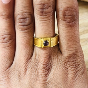 Anillo de latón con amatista, diseño nuevo y popular, chapado en oro de 18k, anillo geométrico, anillo ajustable, anillo al por mayor para mujer - Product Image 6