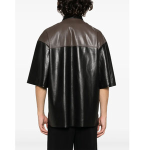 Men Leather <b>Shirt</b> Premium Button Short Sleeve Soft Durable Material Stylish Casual Wear Modern Street Fashion Outfit Breathable - Product Image 2