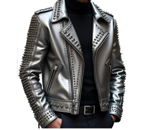 Handmade Studded Cowhide Leather <b>Jacket</b> For Men <b>Punk</b> Rock Biker Style Genuine Leather Fashion <b>Jacket</b> Breathable Winter Fashion - Product Image 4