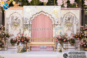 Telón de Fondo para Escenario de Boda al Aire Libre con Marcos de Espejo Estilo Mughal, Impresionantes Paneles de Arco de Espejo para Bodas de Destino - Product Image 5