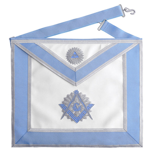 Tablier de maître maçon de la Loge Bleue - Bleu clair et blanc avec broderie, matériaux durables et style cérémoniel classique - Product Image 1
