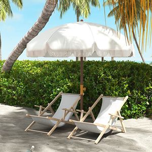 Parasol de plage gris clair 6.2 avec volants ventilés, sac de transport, parasol d'extérieur portable pour jardin, idéal pour les voyages - Product Image 3