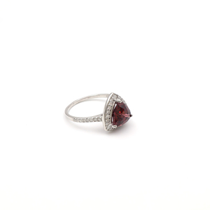 Luminous Pink Stone <b>Garnet</b> <b>Ring</b> Trillion Cut Elegant Fashion Accessory for Trendy Women Jewelry Collection - Product Image 1