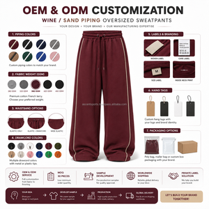 OEM <b>Womens</b> Baggy Fit Wide Leg <b>Jogging</b> <b>Pants</b> in Cotton Fleece Streetwear OEM Durable Drawstring Soft Stylish Elastic Waist - Product Image 3